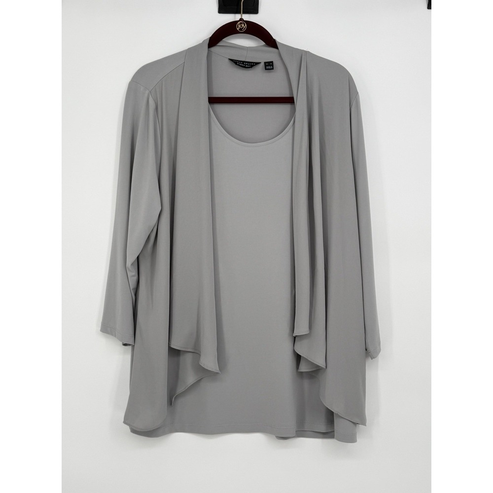 Susan Graver Women's Gray Top W/Flyaway XL